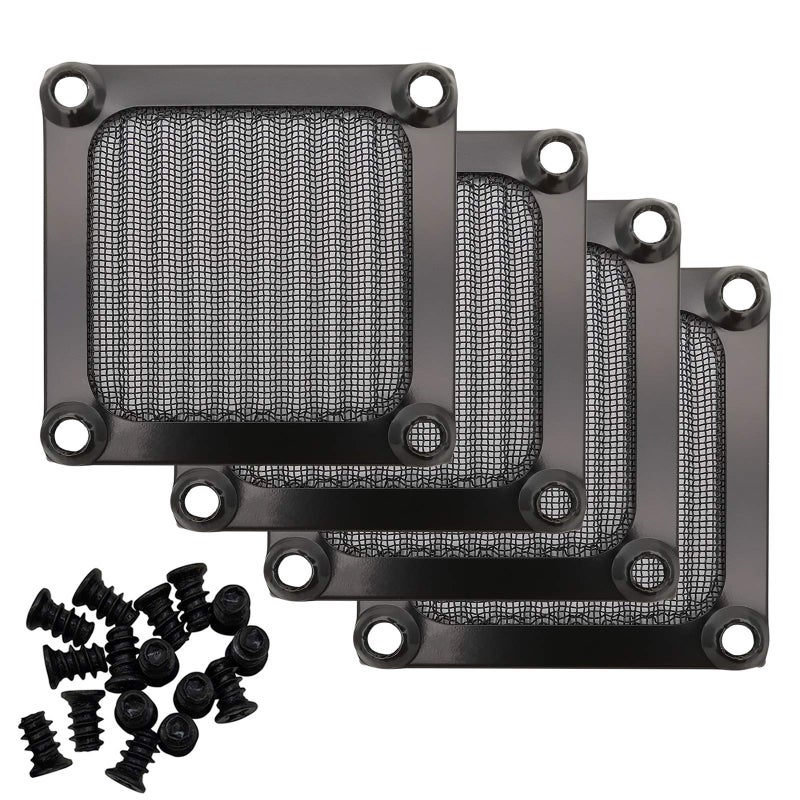 IMSurQltyPrise 60mm Computer Case Fan Filter Grills with Screws, Aluminum Frame Ultra Fine Stainelss Steel Mesh, Black Color - 4 Pack - Image 1